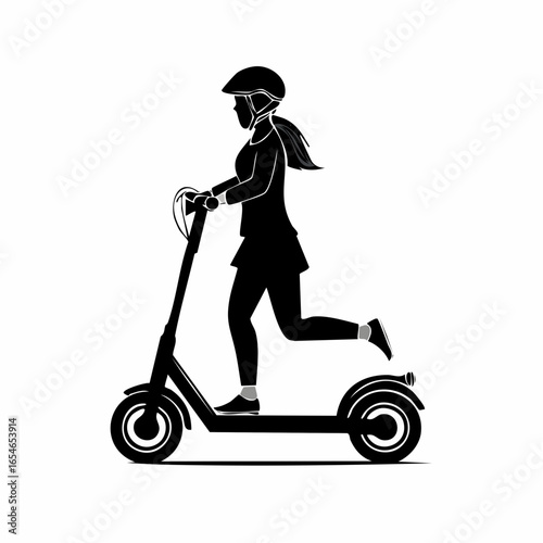 Scooter Girl silhouette vector image isolated on white background.