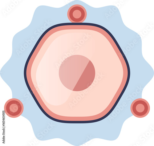 Illustration of a cell with low extracellular potassium ions, representing the cellular environment during hypokalemia, an electrolyte imbalance affecting cell function.