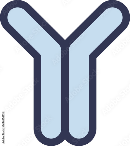 Icon of an antibody, representing an inhibitor that binds to a clotting factor. This neutralization process renders the clotting factor inactive, leading to coagulation disorders.