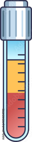 Icon of a centrifuged blood sample in a test tube, showing separated plasma, buffy coat, and red cells. Represents a specimen prepared for a laboratory coagulation or clotting time analysis.