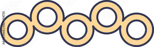 Abstract illustration of a leukotriene molecule. This stylized chain of rings represents the eicosanoid's structure and its role as an inflammatory mediator in biological pathways.