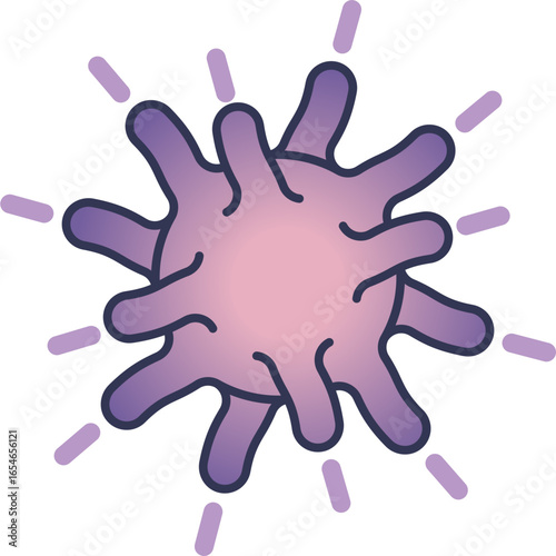 Stylized illustration of an activated platelet with pseudopod extensions. This depicts the morphological change essential for thrombosis and hemostasis.
