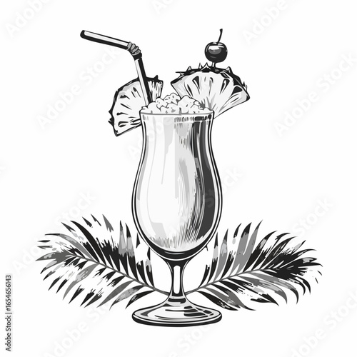 Pina colada cocktail image vector isolated on white background
