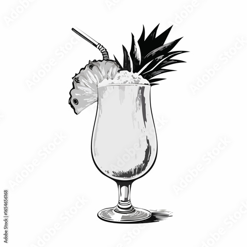 Pina colada cocktail image vector isolated on white background