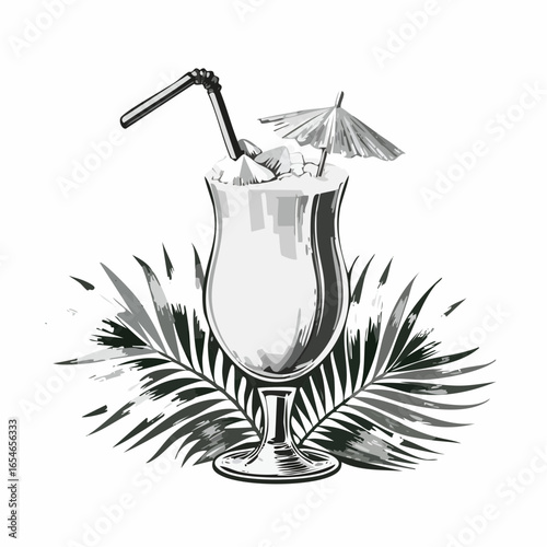 Pina colada cocktail image vector isolated on white background