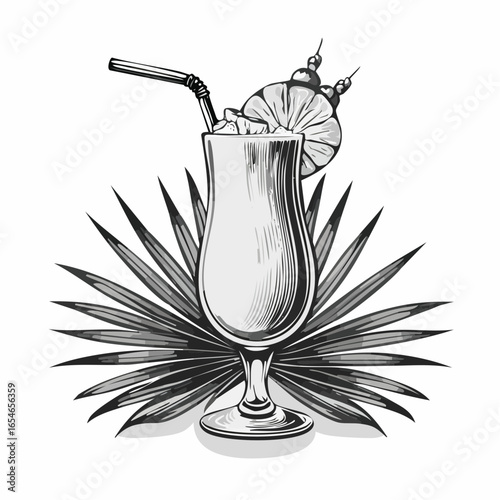 Pina colada cocktail image vector isolated on white background