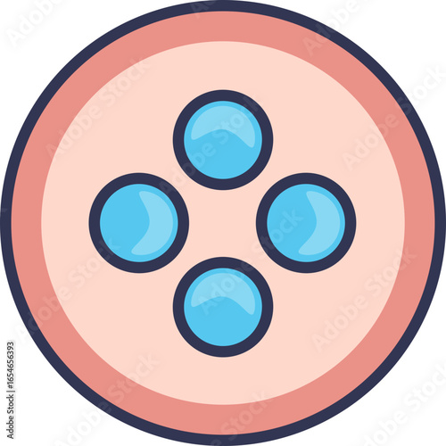 Icon of a secretory vesicle containing secretory granules. Symbolizes cellular exocytosis, hormone release, and neurotransmitter transport for cell signaling.