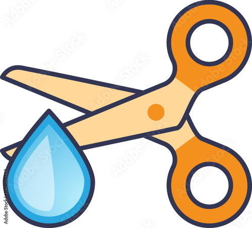 Icon of scissors cutting a droplet, symbolizing senolytic drugs selectively clearing aging senescent cells to promote cellular health and rejuvenation.