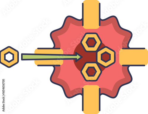 Icon of the Warburg effect. A glucose molecule enters a cancer cell via a transporter, fueling aerobic glycolysis for rapid proliferation. A key concept in cancer metabolism and research.