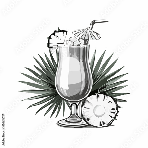 Cocktail pina colada image vector isolated on white background