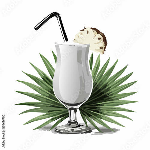 Cocktail pina colada image vector isolated on white background