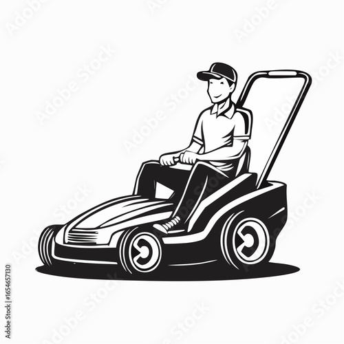 Man On Lawnmower image Vector and Vector Art isolated on white background.