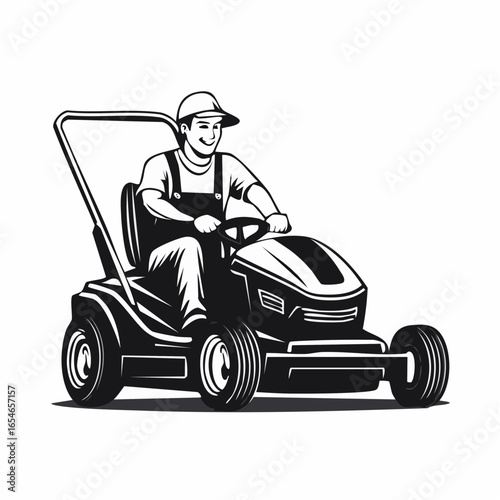 Man On Lawnmower image Vector and Vector Art isolated on white background.
