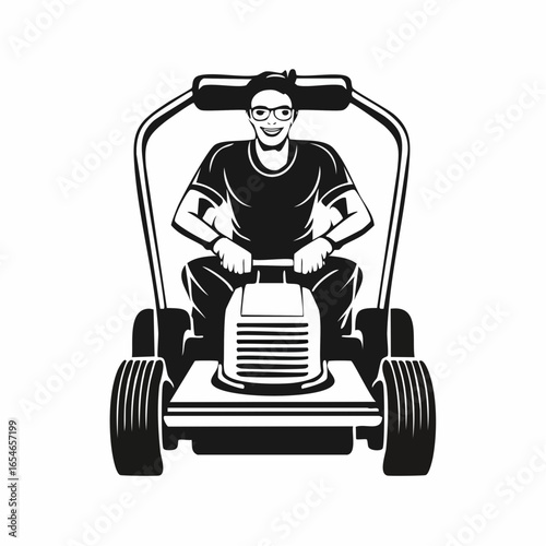 Man On Lawnmower image Vector and Vector Art isolated on white background.