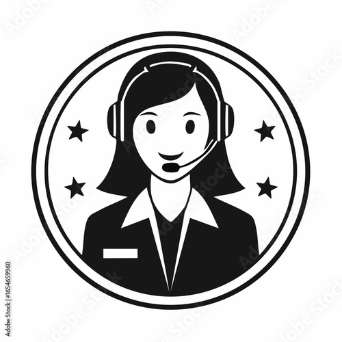 Customer Service Image. Black and white Customer Service Design Logo Vector Image.