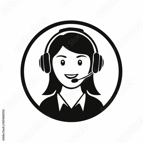 Customer Service Image. Black and white Customer Service Design Logo Vector Image.
