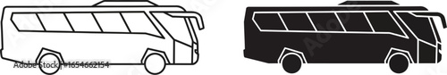 Two bus illustrations one in outline and one in solid black