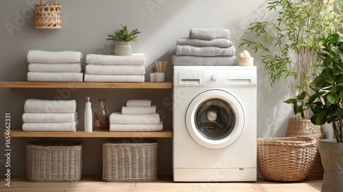 Organized Laundry Room with Stylish Shelving
