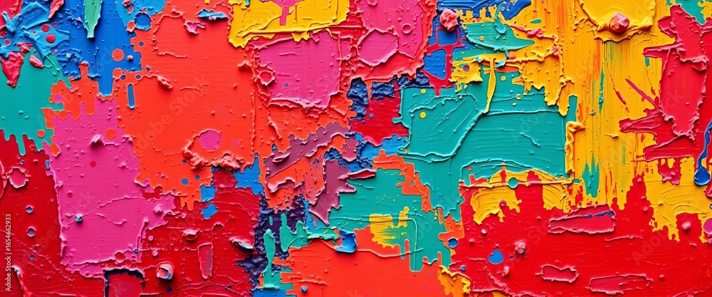 Fototapeta premium Thick, impasto oil paint, vibrant hues, textured canvas, abstract art, art background, vibrant