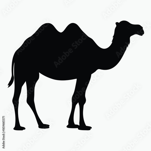 Black Camel Silhouette Vector Minimalist Desert Animal Icon Design
