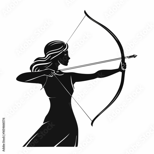 Photos A Greek Archer with Bow and Arrow Silhouette vector isolated on white background