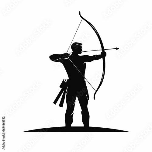 Photos A Greek Archer with Bow and Arrow Silhouette vector isolated on white background