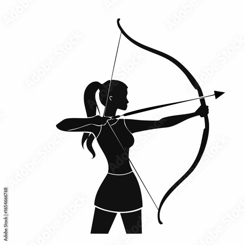 A Greek Archer with Bow and Arrow Silhouette vector isolated on white background.