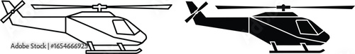 Helicopter vector illustration outline and solid black art