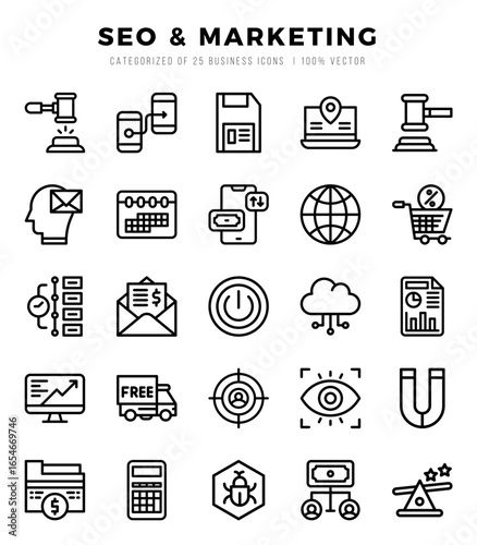 SEO & Marketing web icons in Lineal style.