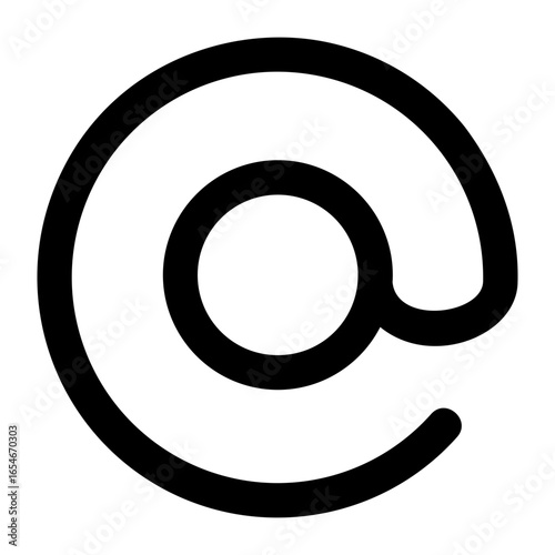 Bold Black At Symbol Email Icon Graphic