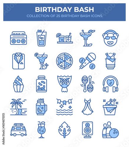 Birthday Bash. 25 Festive Party Icons Collection