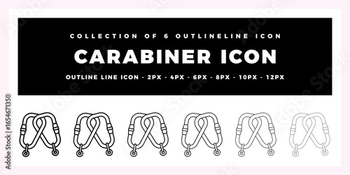 Collection of Six Outline Carabiner Icons