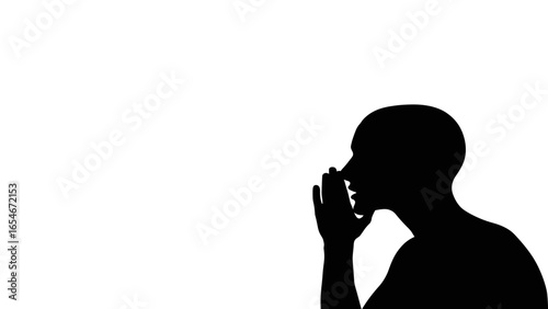 Person whispering silhouette vector isolated 