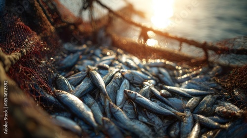 Fish in fishing net