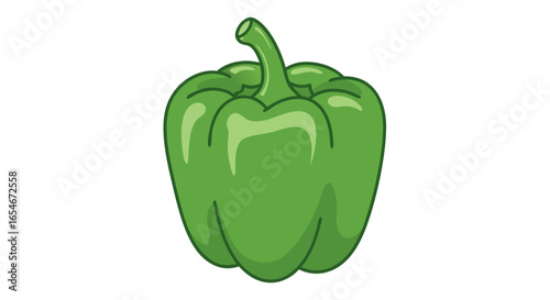 illustration of a fresh green bell pepper with vibrant color and realistic shading emphasizing its natural shape and smooth surface suitable for