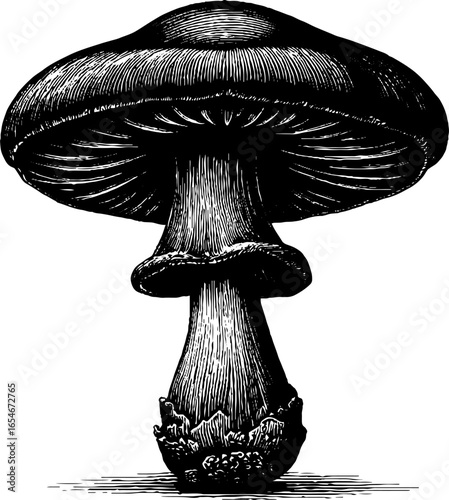 Vintage engraving of porcini mushroom - ideal for retro design and decor