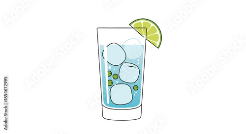 Refreshing carbonated beverage with lime garnishment in a tall glass highlighting summer coolness and citrus zest