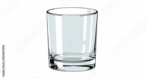 Minimalist Empty Glass Illustration Emphasizing Transparency and Pure Design for Beverage Presentation and Modern Visual Art