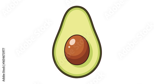 Vibrant Cartoon Style Avocado Illustration Highlighting Freshness and Nutritional Appeal for Food Art Design