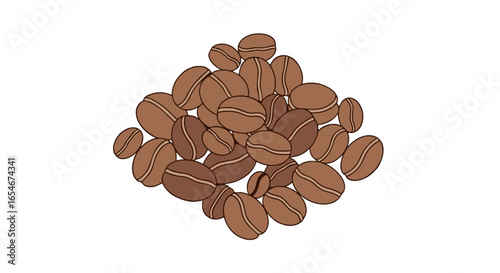Close-up depiction of roasted coffee beans showcasing their rich texture and warm brown tones suitable for coffee branding or culinary illustrations
