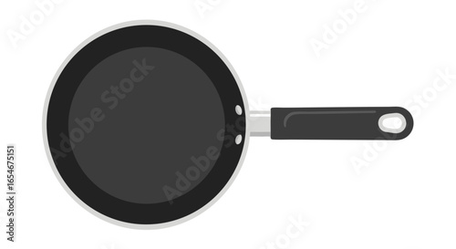 Minimalist Illustration of a Non-Stick Frying Pan with Long Handle and Simple Design for Kitchenware Graphics