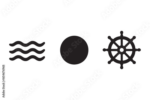 Steering ship logo and vector template