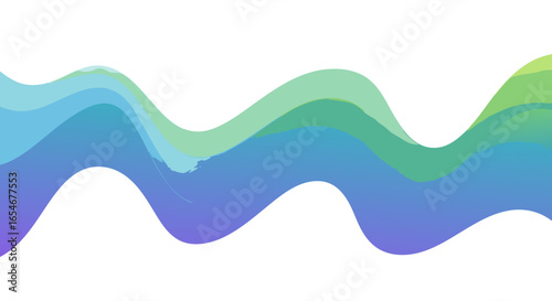 Abstract colorful flowing waves in a dynamic pattern with smooth gradient transitions across a white background