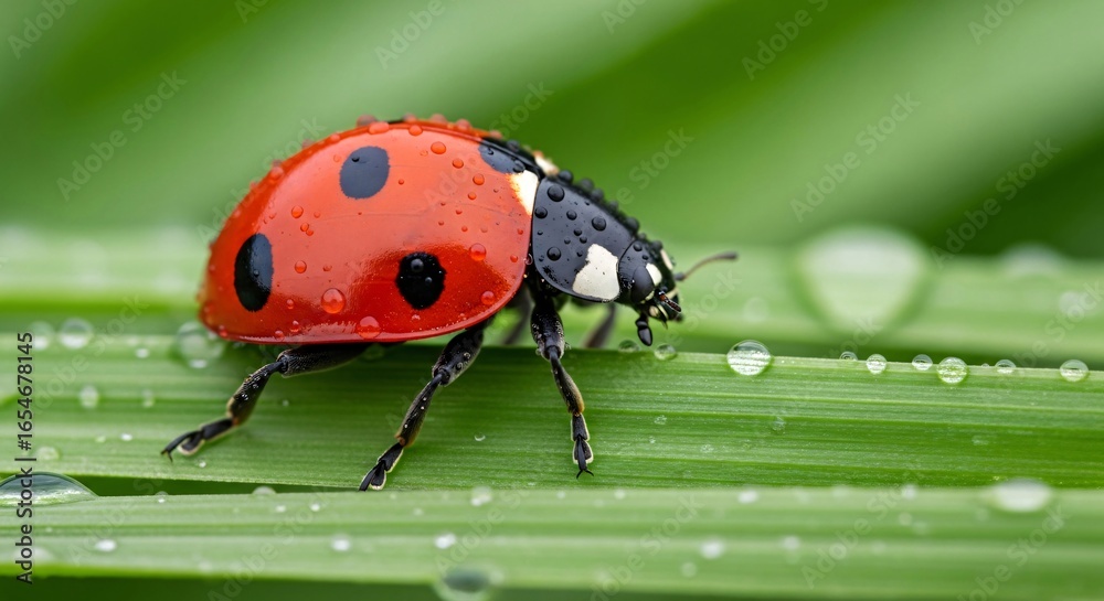 Obraz premium Macro Ladybug on Green Grass