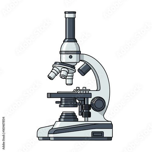 Advanced compound microscope with multiple objective lenses and light source for detailed biological sample examination ideal for educational and