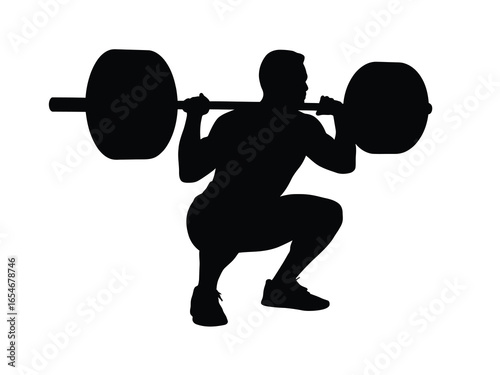 Silhouette of a man performing a barbell back squat