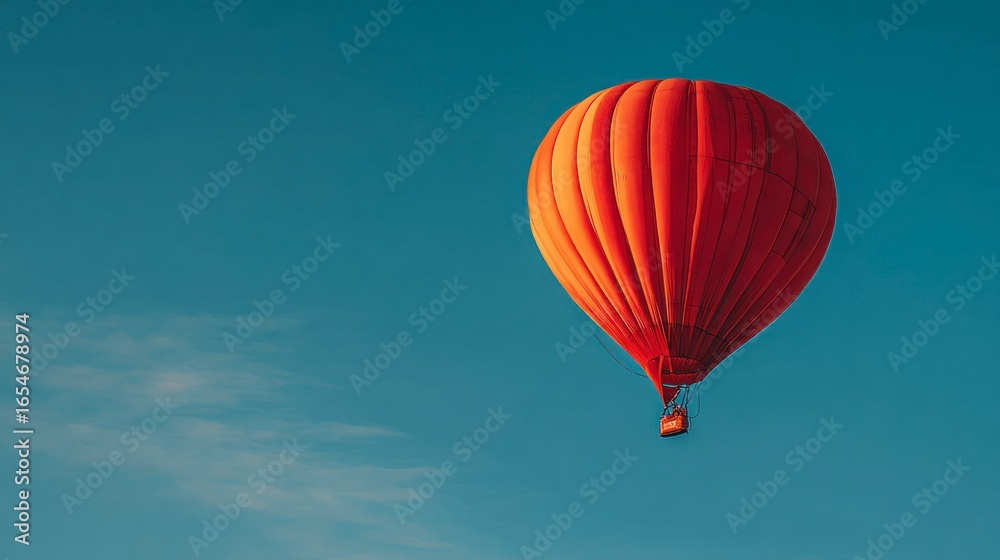Fototapeta premium Red hot air balloon against clouds