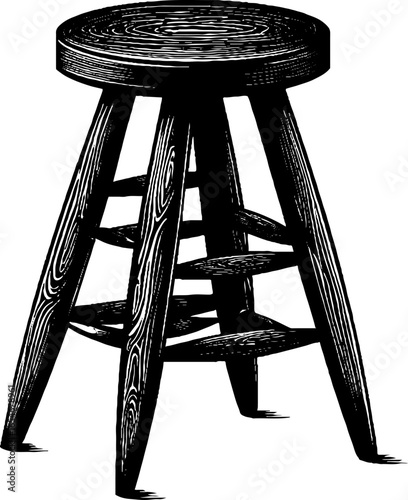 Elegant wooden stool engraving for vintage decor and design projects