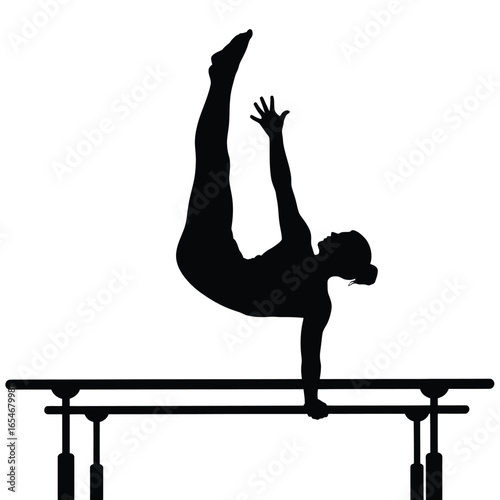 Gymnast performs impressive handstand on parallel bars