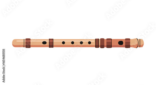 Simplistic Illustration of a Wooden Flute Emphasizing Its Basic Structure and Design